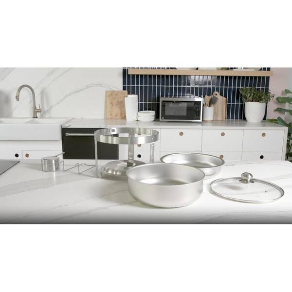 Alpha Living Chafing Dish Buffet Set Of 2 – Stainless Steel Warming Trays With Glass Lids, Fuel Holders, Complete Catering Set