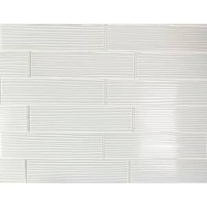 Italian Design White Large Format Subway 4 in. x 16 in. in. x 6 mm. Textured Glass Decorative Tile (.44 sq. ft./piece)