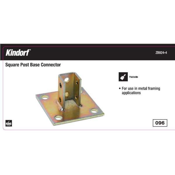 6 in. x 6 in. Steel Square Post Base Connector Galv-Krom (Strut Fitting) (ZB924-4)