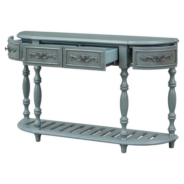 52 in. W x 13 in. D x 32.2 in. H Blue Linen Cabinet Contemporary