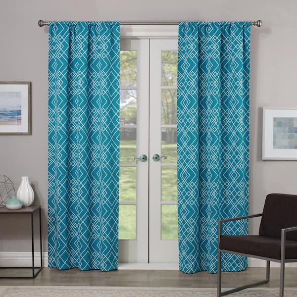 Eclipse Blackout Paloma 63 in. L Teal Rod Pocket Curtain