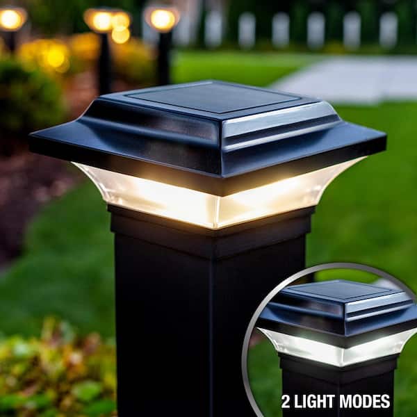 Imperial Black Integrated LED 3x3 Solar Deck Post Cap Light