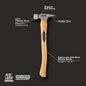 14 Oz. Titanium Smooth Face Hammer with 18 in. Curved Hickory Handle