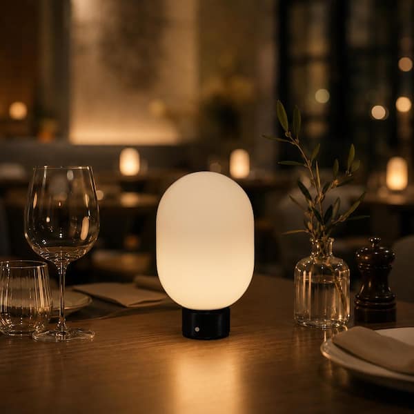 ALOA DECOR Opal Glass Cordless Rechargeable Table Lamp 3-Level