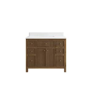 Sonoma Teak 42 in. W x 22 in. D x 36 in. H Bath Vanity in Dark Teak with 1.5" White Quartz Top