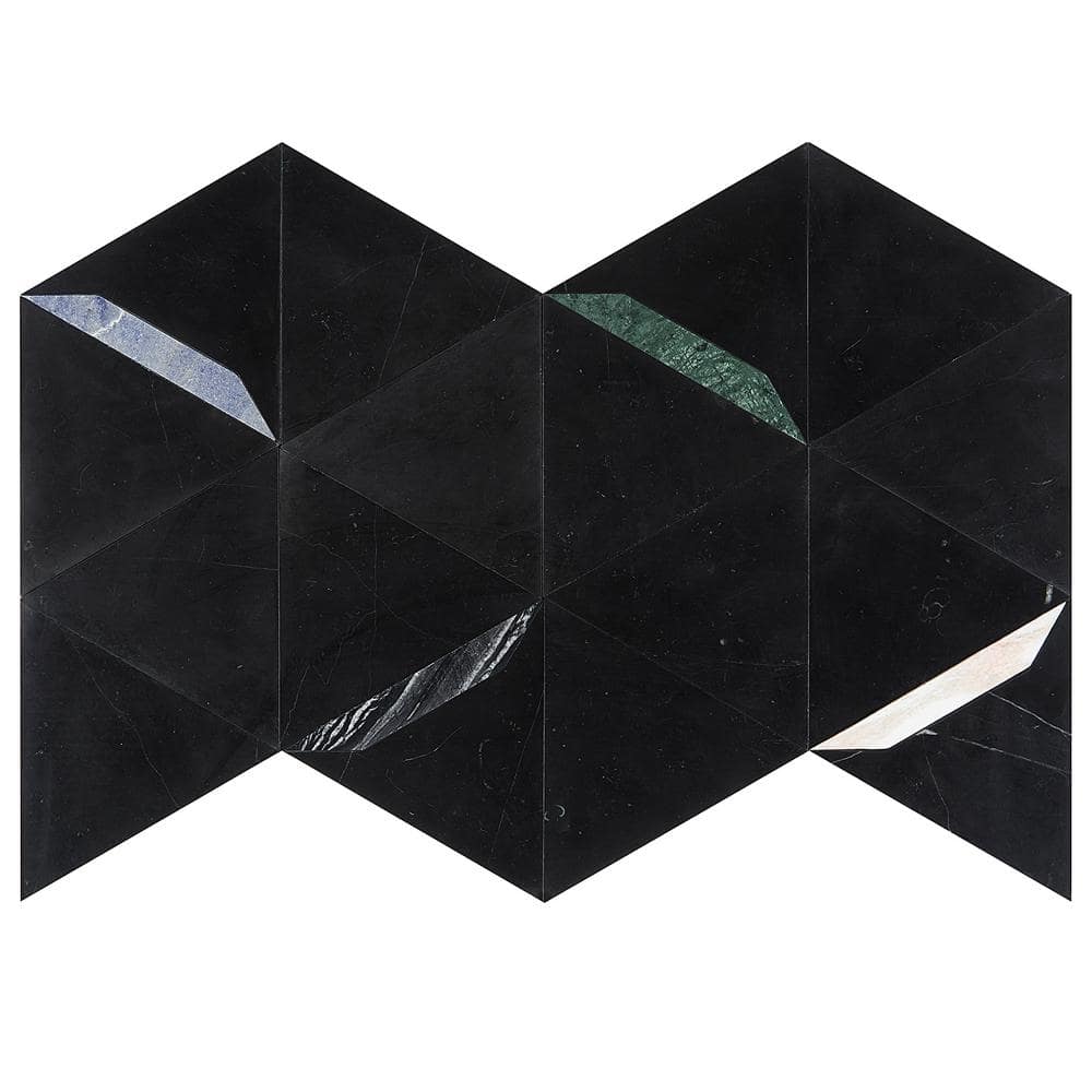 Santana Black Marble Hexagon Mosaic Tile