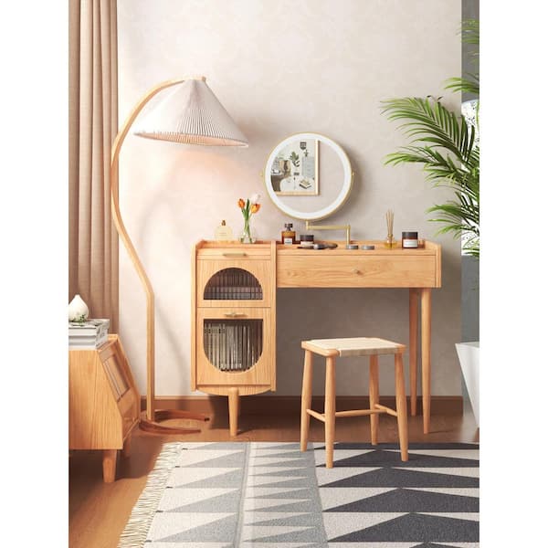 JASIWAY 39.4 in. Clear Wood 1 Drawer Dresser with Side Cabinet