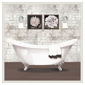 "Brick Bath I" by Elizabeth Medley 1-Piece Floater Frame Giclee Home Canvas Art Print 22 in. x 22 in.