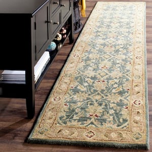 Antiquity Teal Blue/Taupe 2 ft. x 6 ft. Border Runner Rug