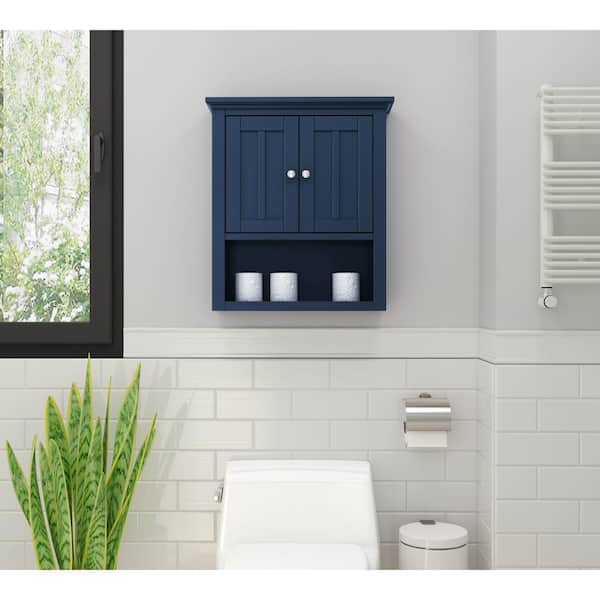 Home Decorators Collection Fremont 23 in. W x 7 in. D x 26 in. H Bathroom Storage Wall Cabinet in Navy Blue
