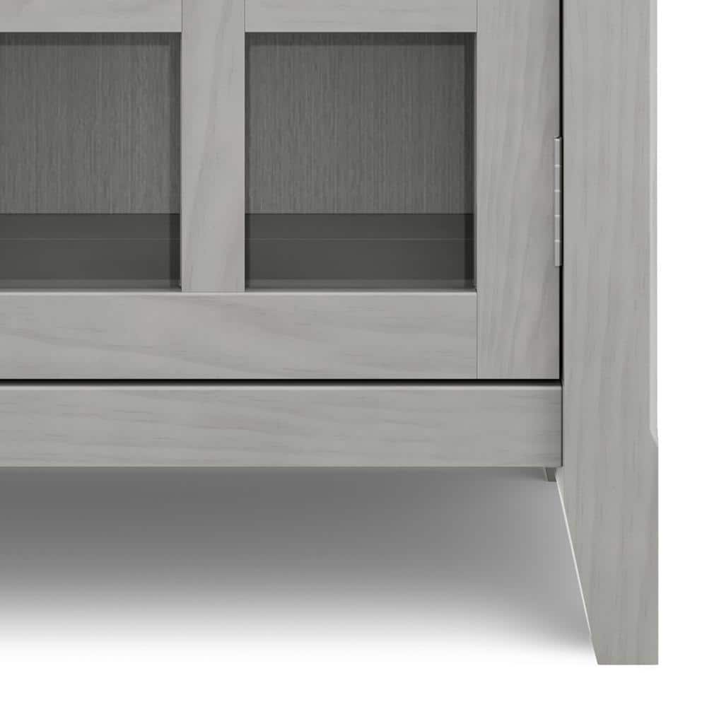 Fog Grey Solid Wood Transitional Storage Cabinet with Adjustable Shelving