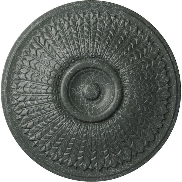 Ekena Millwork 3-1/2" x 23-1/2" x 23-1/2" Polyurethane Modena Ceiling Medallion Moulding Athenian Green Crackle