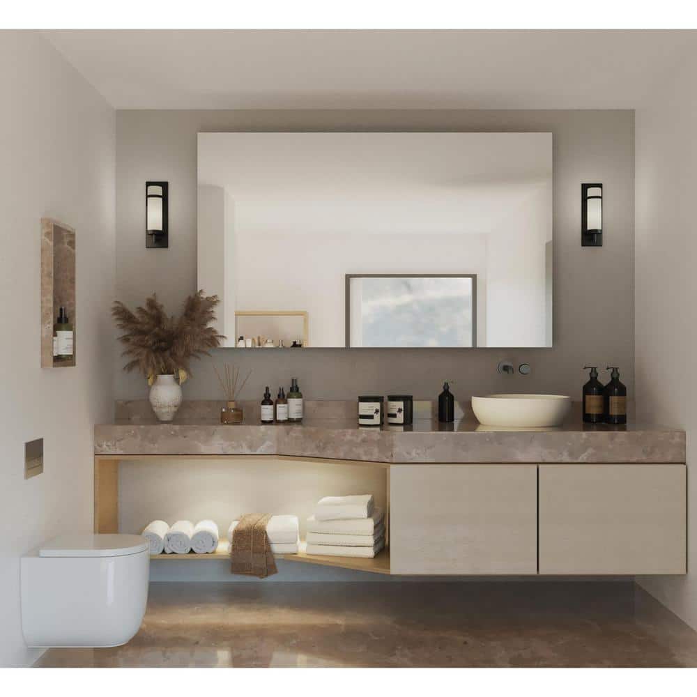 Matte Black Etched Opal Glass Dimmable Wall Sconce