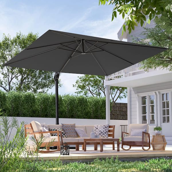 10 ft. x 8 ft. Outdoor Rectangular Cantilever Patio Umbrella Innovative 360° Rotation System in Anthracite