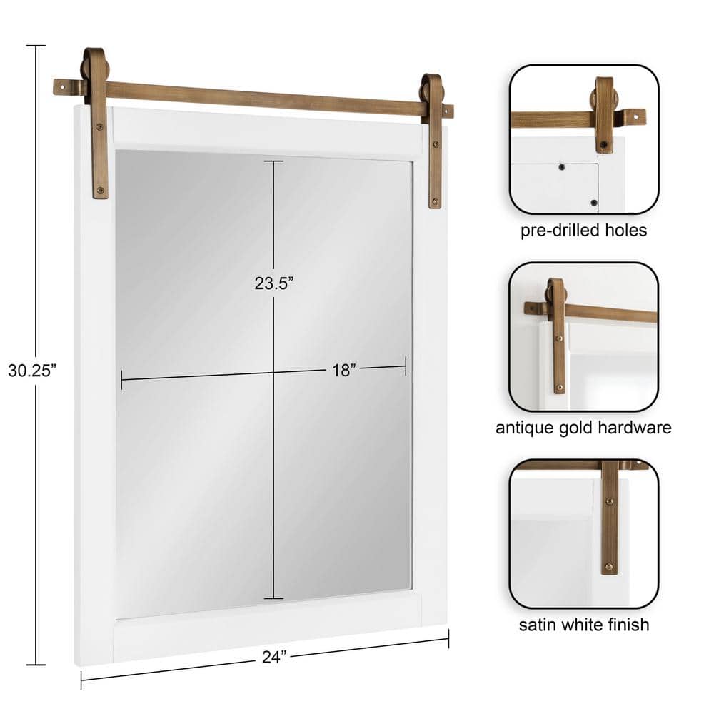 White and Gold Rectangular Wood Framed Wall Mirror