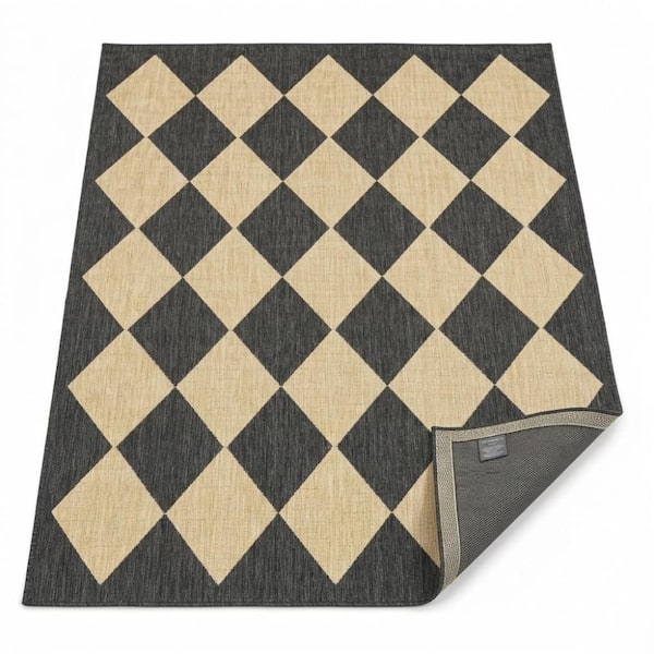 2'x8' Washable Non Slip Runner Rug, Low Pile Vintage Carpet, Black