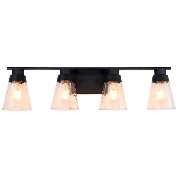 Sunpez 29 in. W 4-Lights Black Vanity Light for Bathroom, Wall Lighting Fixture Over Mirror, E26, No Bulbs Included