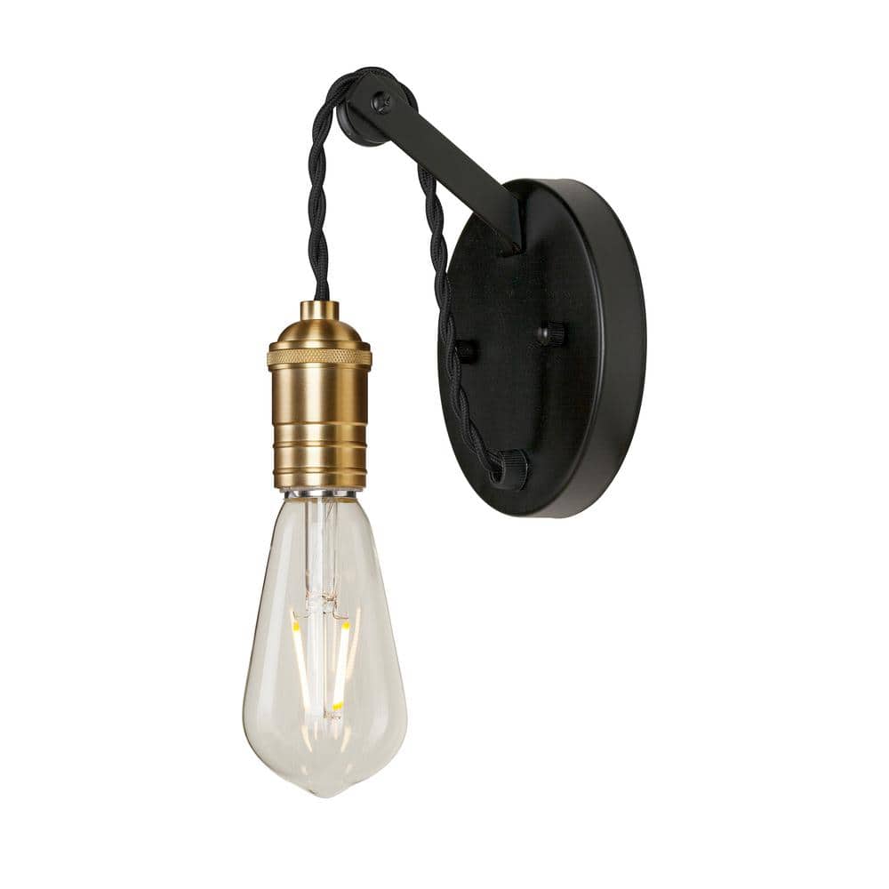 Essy Black and Soft Gold Steel Vanity Wall Sconce