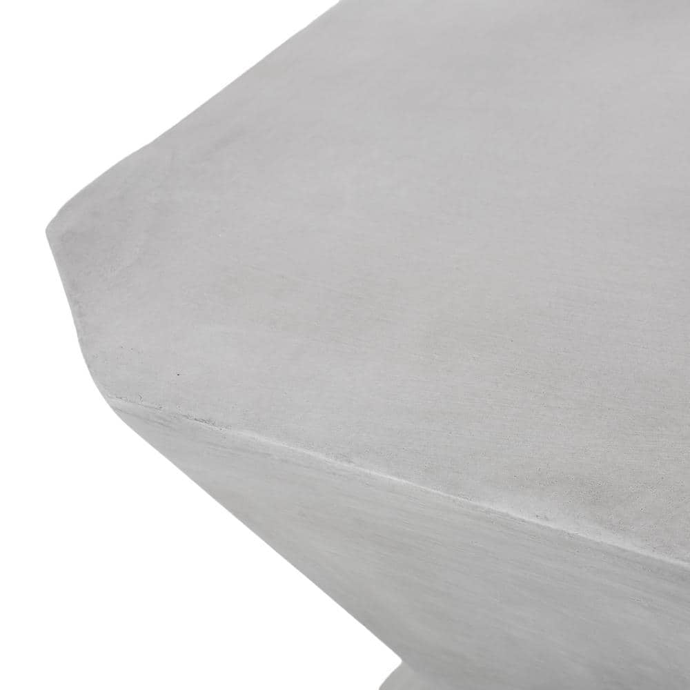 Gray Geometric Concrete Outdoor End Table