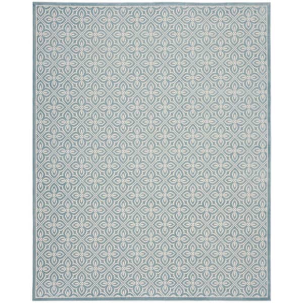 Washable Charm Blue Ivory 8 ft. x 10 ft. All-over design Contemporary Area Rug