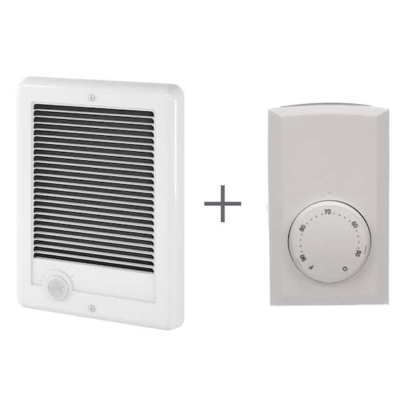 Cadet 120 Volt 1 000 Watt Com Pak In Wall Fan Forced Electric Heater White With Thermostat 20014 - Cadet Wall Heater Thermostat Cover