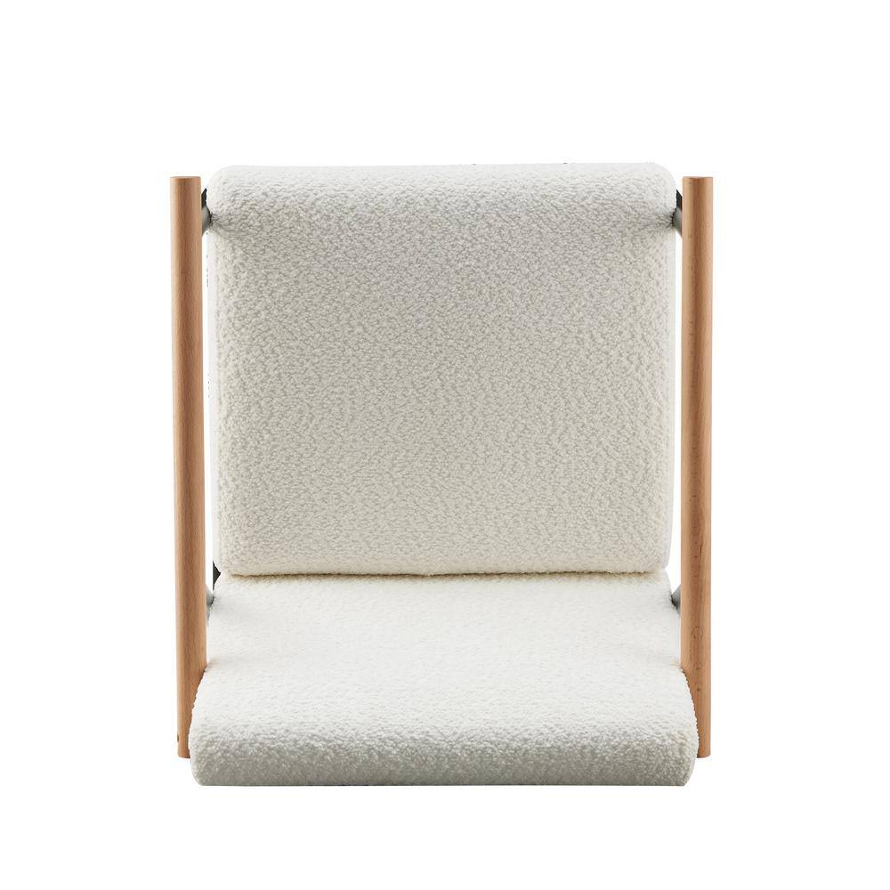 Modern Beige Upholstered Arm Chairs with Black Metal Frame, Set of 2