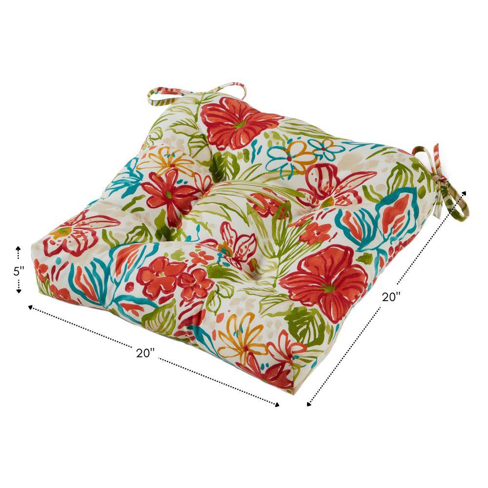 Breeze Floral 20" x 20" Polyester Outdoor Dining Chair Cushion