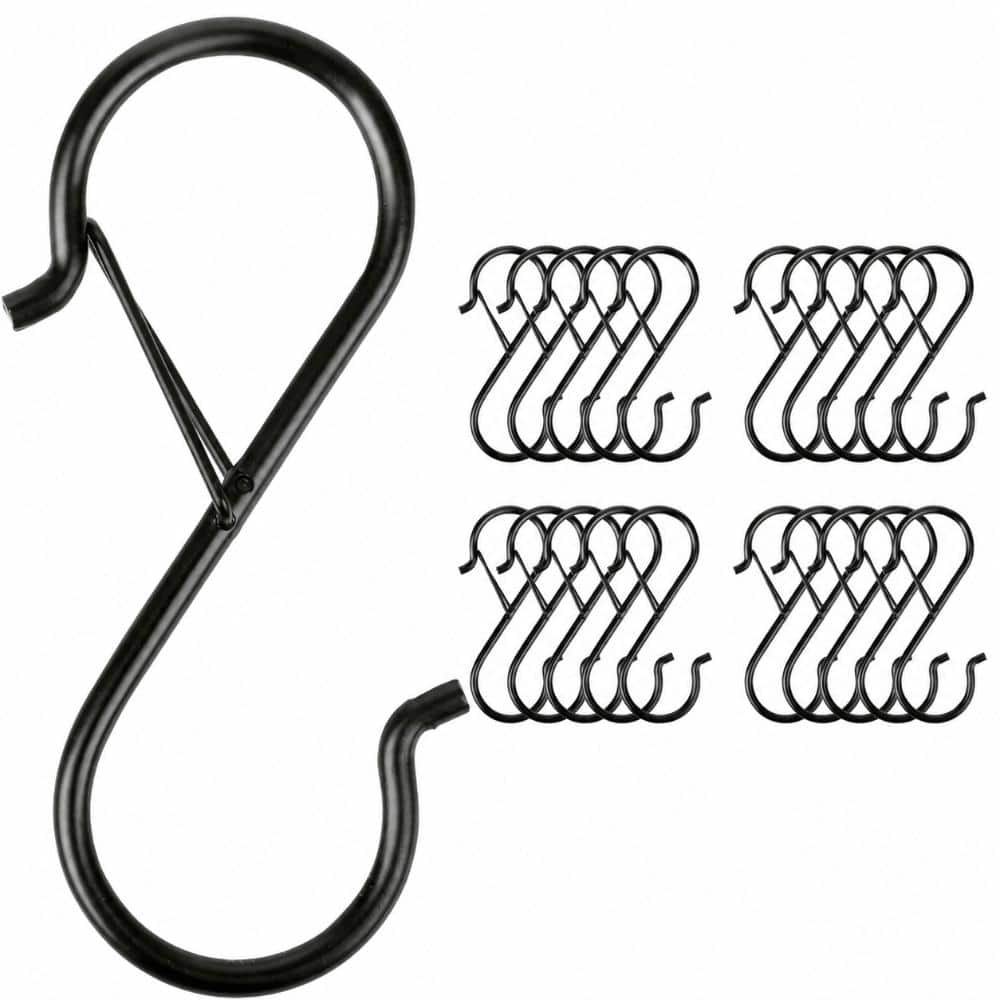 20-Pack Heavy Duty S Hooks 3.5 in with Locking Safety Buckle Steel Fits 0.5 in Rods for Plants Closet Kitchen Pots price history on PriceWatchPro