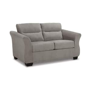 38 in. Gray and Black Solid Print Polyester 2-Seater Loveseat with Tapered Arms