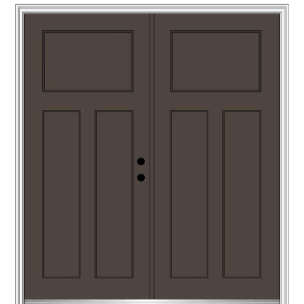 MMI Door 64 in. x 80 in. Classic Left-Hand Inswing Craftsman 3-Panel ...