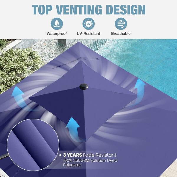 9ft blue patio umbrella Liviza 9 ft. Outdoor Market Patio Umbrella with 8 Bamboo Ribs in Navy Blue