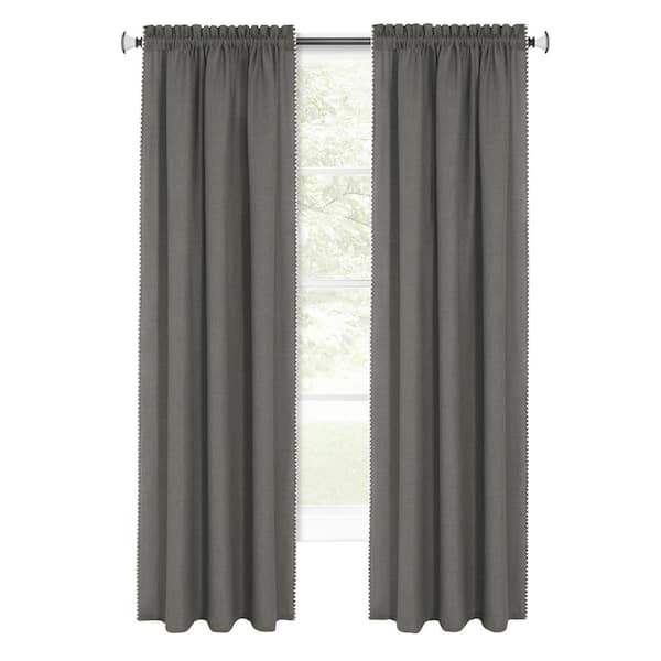 Kendal Polyester Light Filtering Window Panel - 52 in. W x 63 in. L in Grey/White