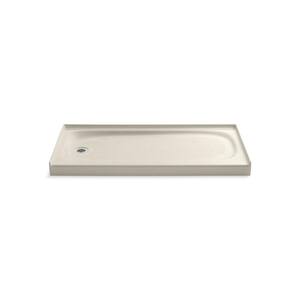 Salient 60 in. x 30 in. Single Threshold Shower Base in Almond