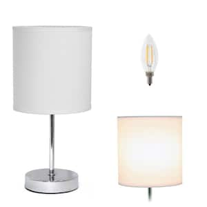 11.81 in. White Mini Table Lamp for Living Room with Feit LED Bulb Included