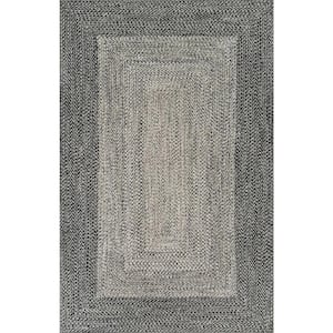 Jayda Braided Gradience Charcoal Doormat 2 ft. x 3 ft.  Indoor/Outdoor Patio Area Rug