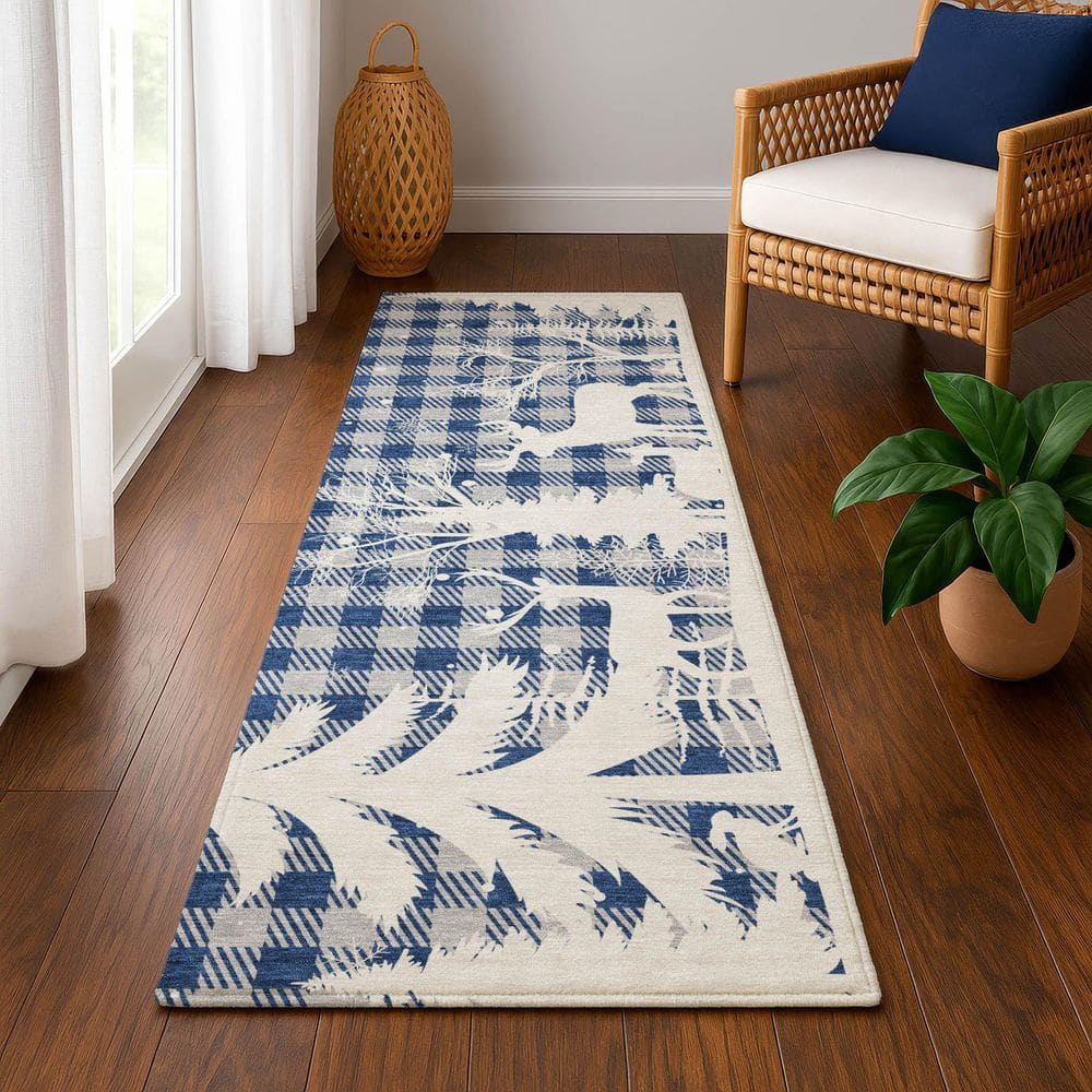 Mayfield Premium Machine Washable Abstract AMF1824 Blue 2 ft. 3 in. x 7 ft. 6 in. Runner Rug price history on PriceWatchPro