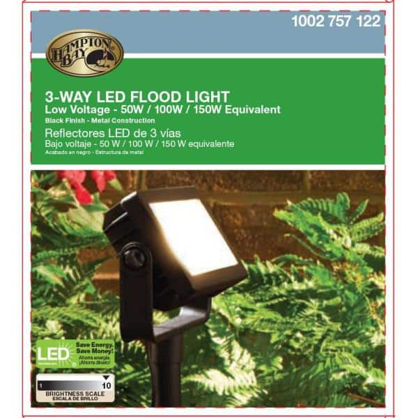 Hampton Bay 150-Watt Equivalent Low Voltage Black Integrated LED Outdoor  Landscape Flood Light with 3 Levels of Intensity HD33680BK - The Home Depot