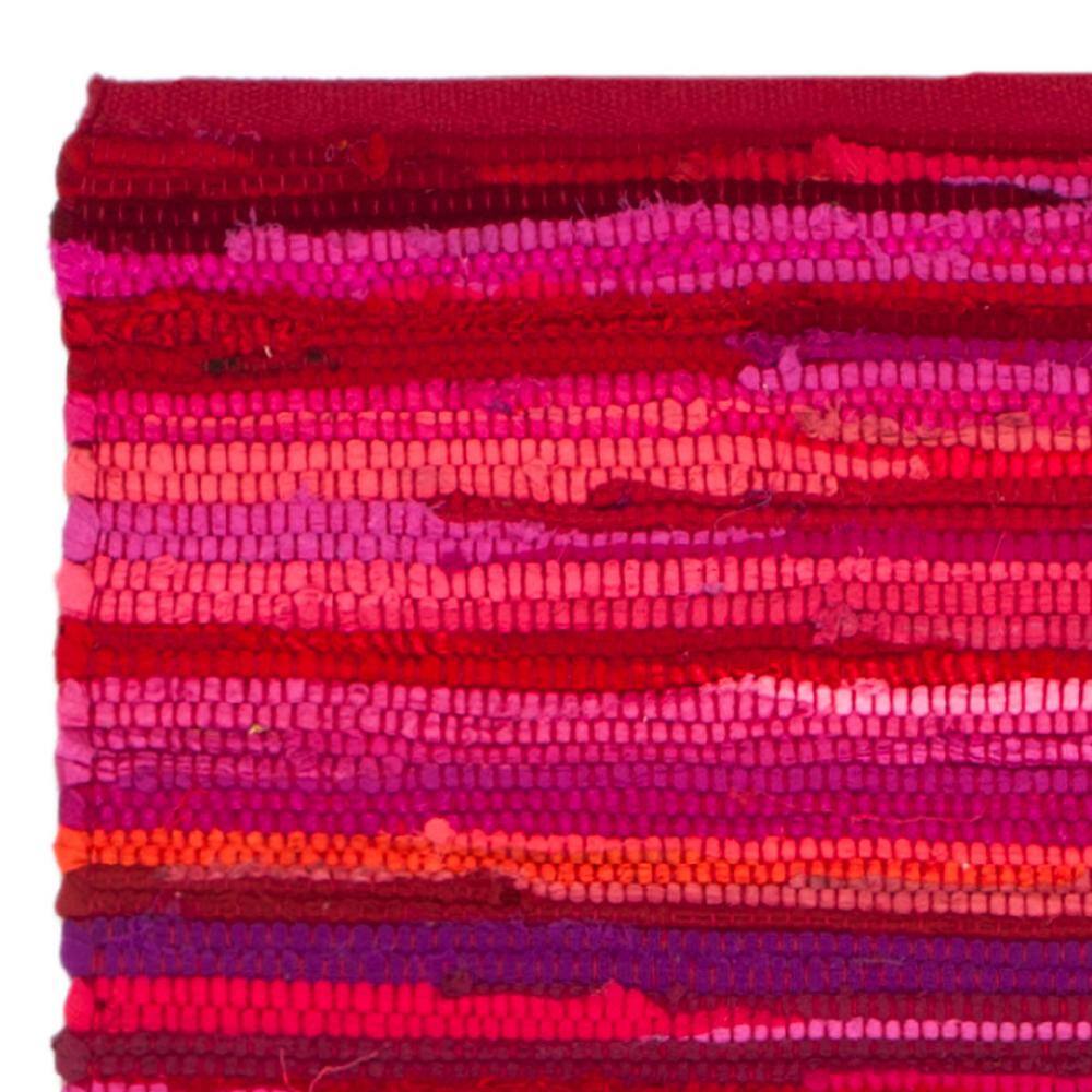 Handwoven Charm Striped Red and White Cotton-Wool Runner Rug, 2'3" X 6'