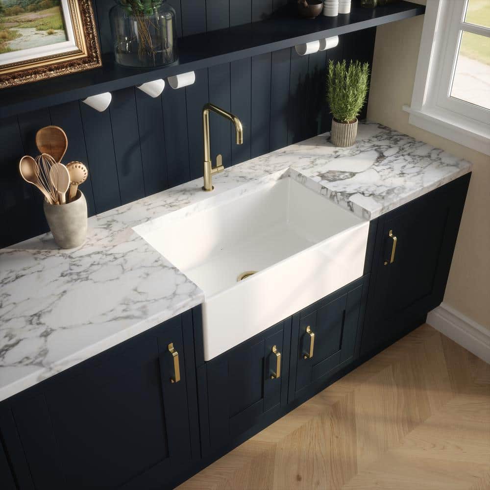 Homestead 30 in. Single Bowl Fireclay Farmhouse Apron Kitchen Sink in White with Basin Rack price history on PriceWatchPro