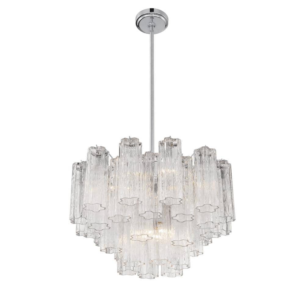 Polished Chrome and Clear Glass 9-Light Chandelier