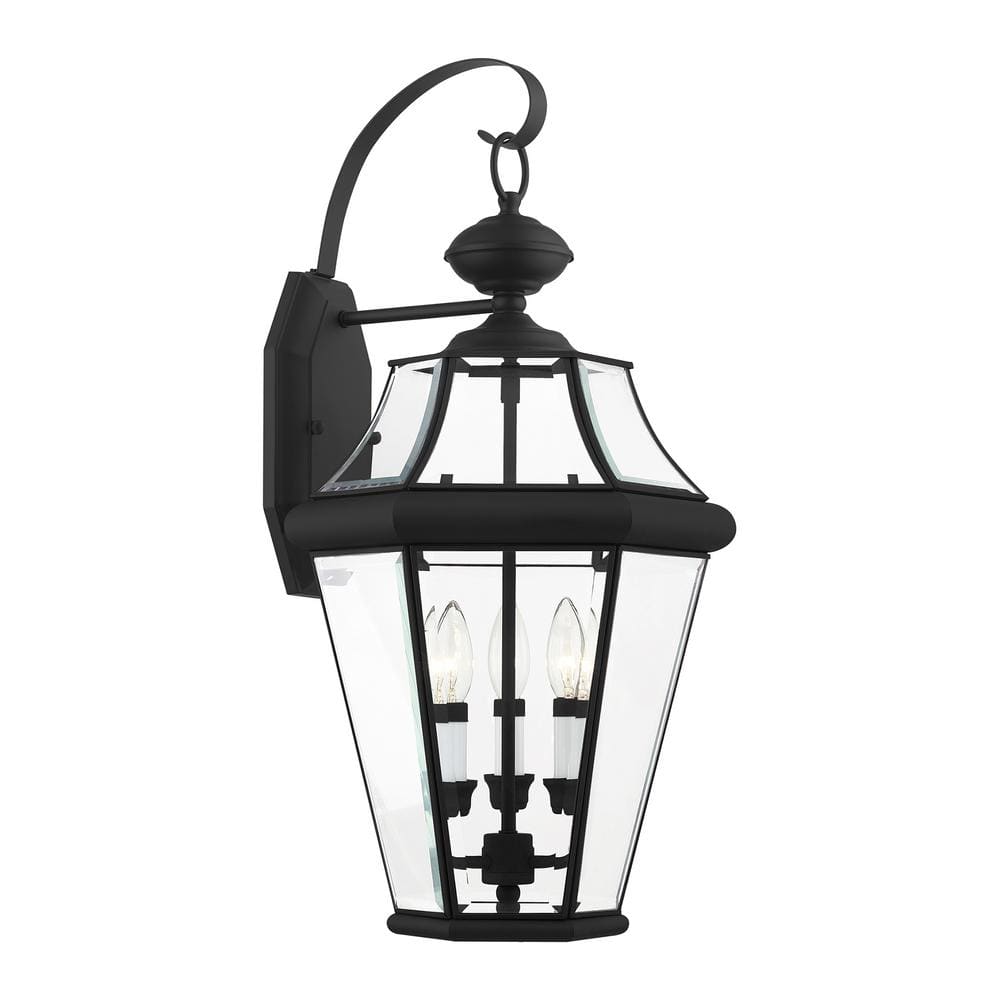 Aviance Lighting Cresthill 24 In 3 Light Black Outdoor Hardwired Wall Lantern Sconce With No