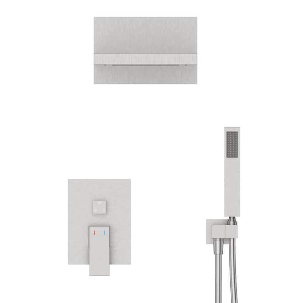 Tahanbath 1-Spray Pattern Shower System Stainless Steel 22 in Fixed Shower Head with Hand Shower with Brushed Nickel