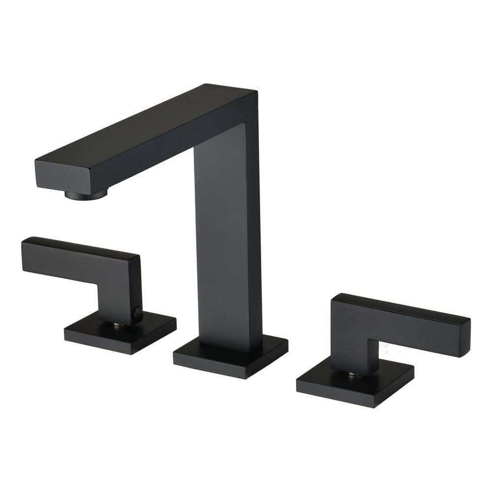 8 in. Widespread 2-Handle Bathroom Faucet with 2 Lever Handles in Matte Bla