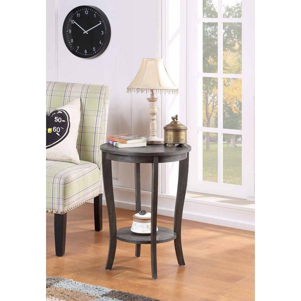 American Heritage 18" Round Wood End Table in Dark Gray
