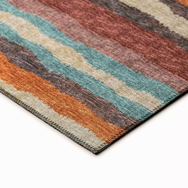 Bravado Red 5 ft. x 7 ft. 6 in. Geometric Indoor/Outdoor Washable Area Rug