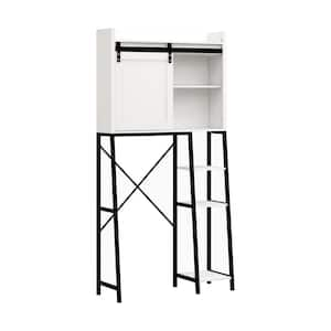 32.48 in. W x 11.81 in. D x 64.56 in. H White Wood Freestanding Linen Cabinet with Sliding Door and Adjustable Shelf