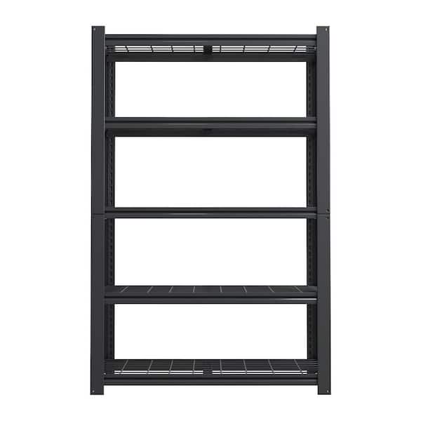 5-Tiers Metal Adjustable Heavy Duty Garage Storage Shelving Unit in Black (35.4 in. W x 72 in. H x 15.8 in. D)