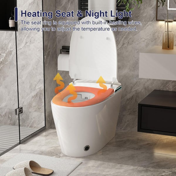 FUFU&GAGA Elongated Smart Bidet Toilet in White with Auto Mode & Heated Seat