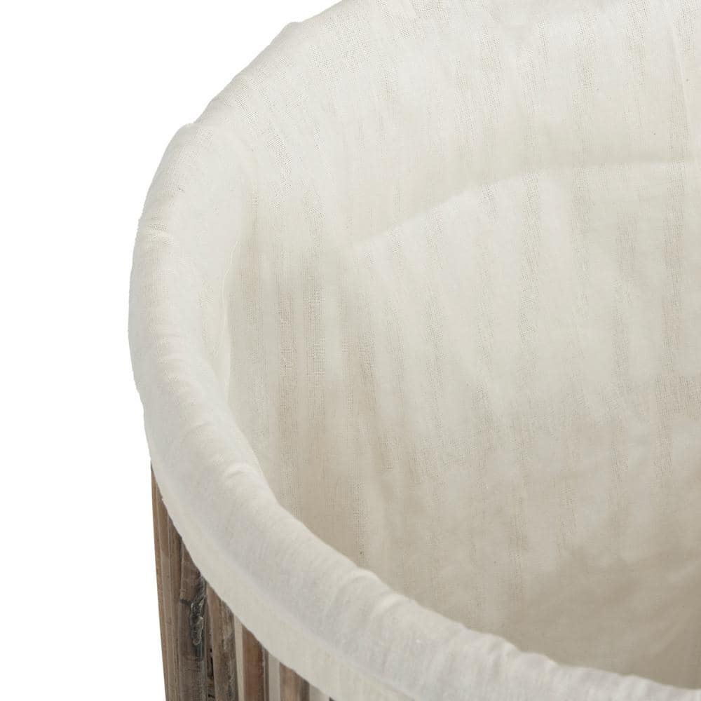 White Wash Rattan Cylinder Laundry Hampers with Removable Lids