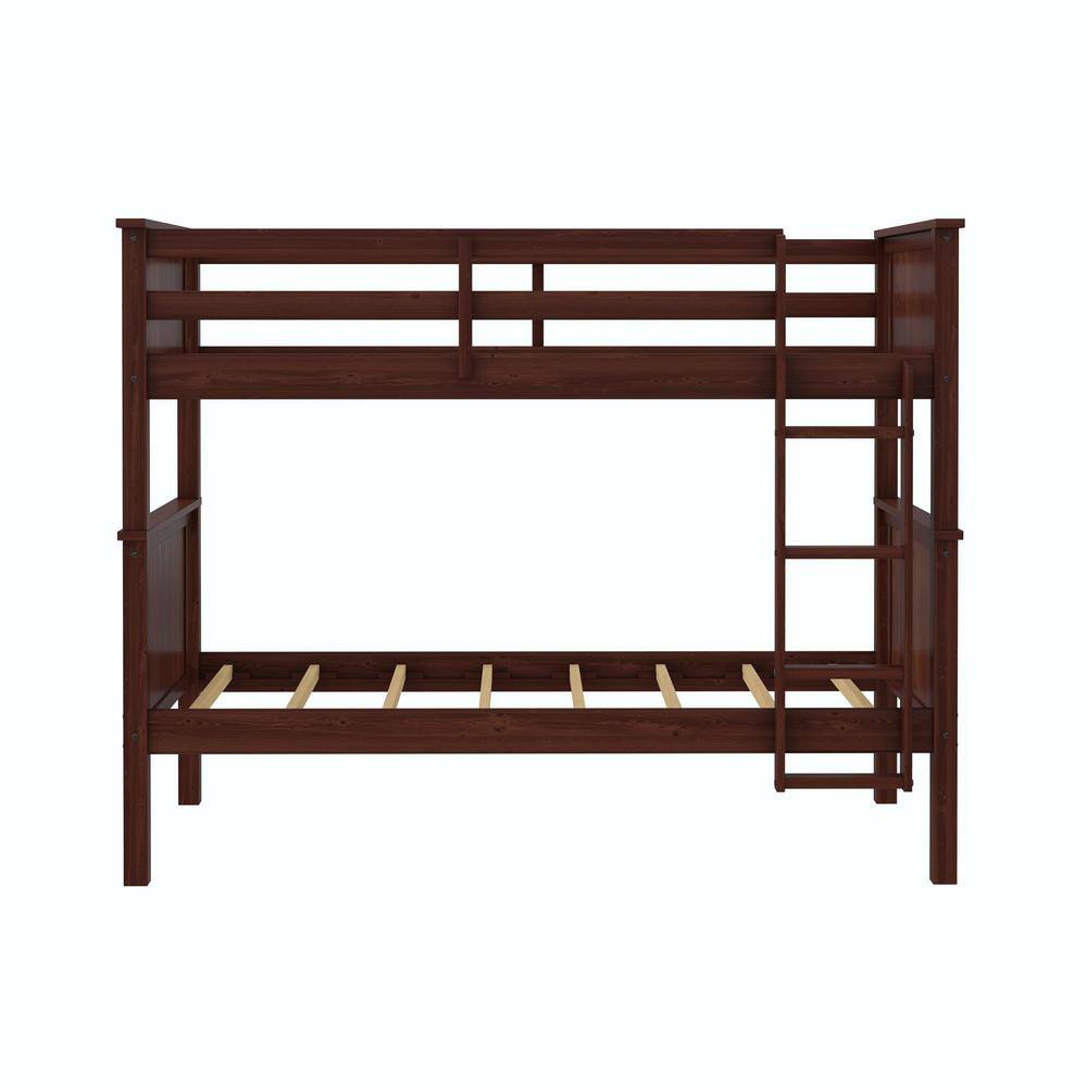 DHP Kingston Convertible Wood Bunk Bed, Nutmeg, Twin over Twin DE06219 ...